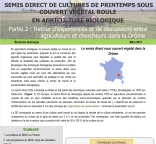 Couverture de la plaquette "Semis direct de cultures de printemps sous couvert végétal roulé en AB : Retour d’expériences et de discussions entre agriculteurs et chercheurs dans la Drôme"