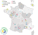 Carte des sites expérimentaux en bio des partenaires de Synergies Bio & Non Bio