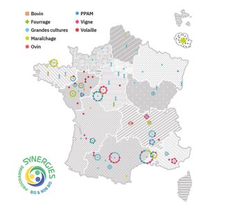 Synergies Bio & Non Bio - carte des sites expérimentaux des ITAs