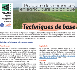 Fiche "Produire des semences en agriculture biologique"